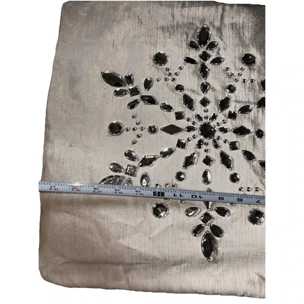 Pier 1 Imports Velvet Embellished Snowflake Winter Throw Pillow Ivory Cover Only